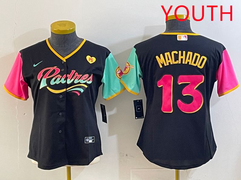 Youth San Diego Padres 13 Machado Black City Edition 2025 Nike MLB Jersey style 8